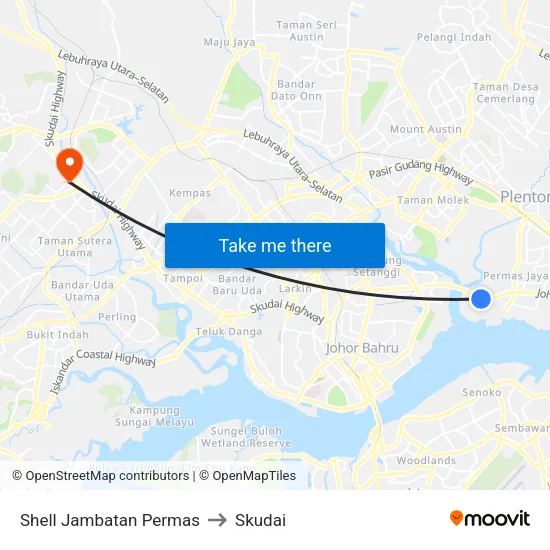 Shell Jambatan Permas to Skudai map