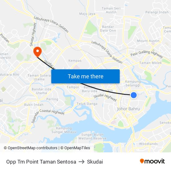 Opp Tm Point Taman Sentosa to Skudai map