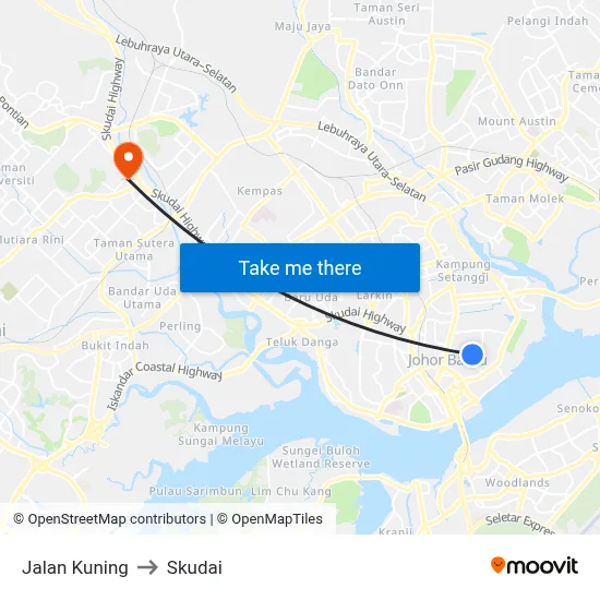 Jalan Kuning to Skudai map