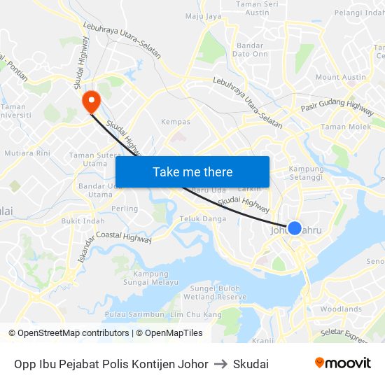Opp Ipk Johor to Skudai map