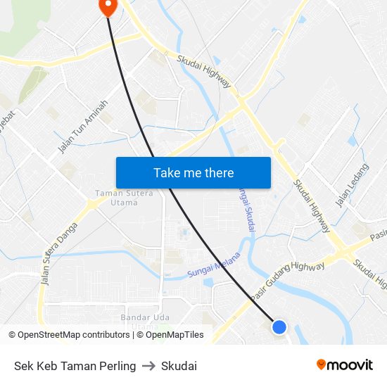 Sk Taman Perling to Skudai map