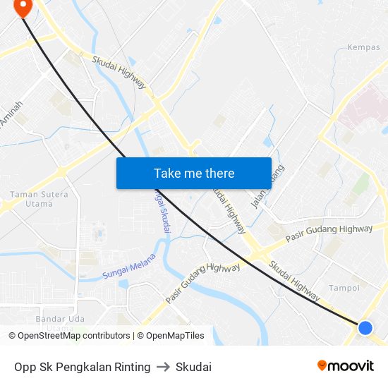 Opp Sk Pengkalan Rinting to Skudai map