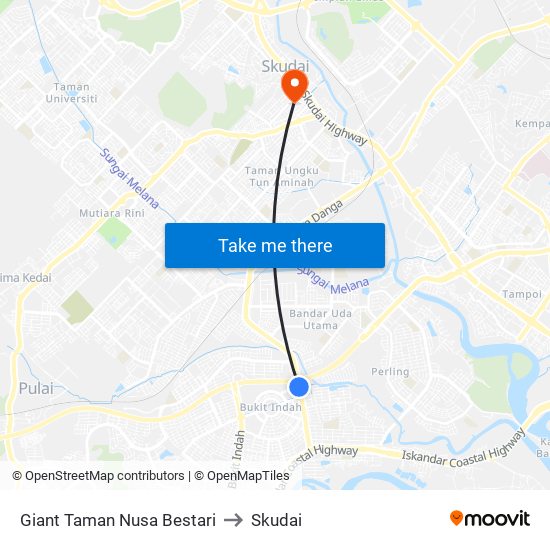 Giant Taman Nusa Bestari to Skudai map