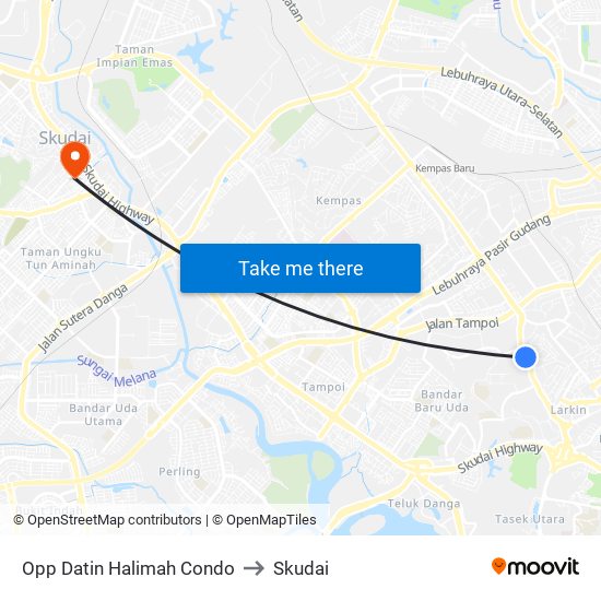 Opp Datin Halimah Condo to Skudai map