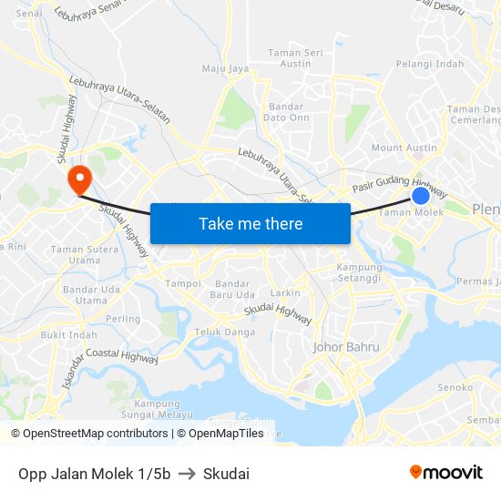 Opp Jalan Molek 1/5b to Skudai map