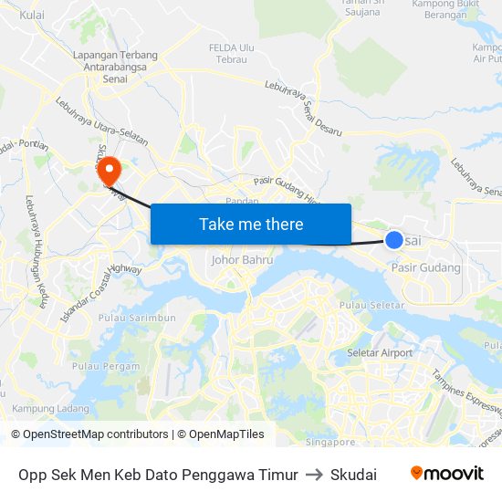 Opp Sek Men Keb Dato Penggawa Timur to Skudai map