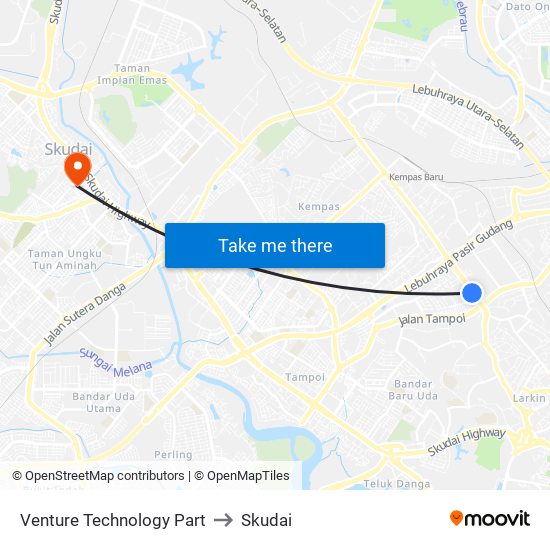 Venture Technology Part to Skudai map