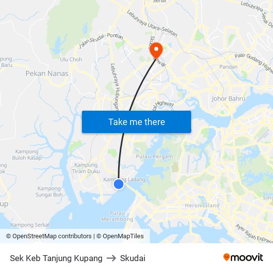 Sek Keb Tanjung Kupang to Skudai map