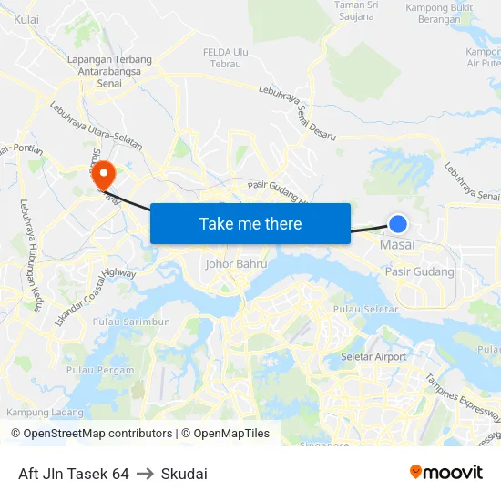 Aft Jln Tasek 64 to Skudai map