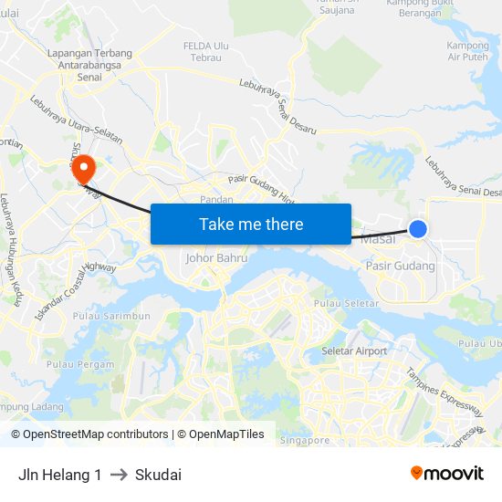 Jln Helang 1 to Skudai map