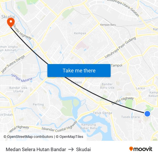 Medan Selera Hutan Bandar to Skudai map