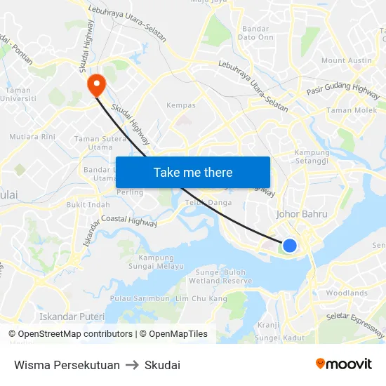 Wisma Persekutuan to Skudai map