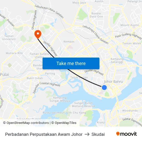 Perbadanan Perpustakaan Awam Johor to Skudai map
