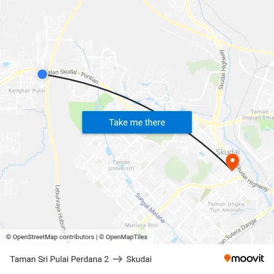 Taman Sri Pulai Perdana 2 to Skudai map