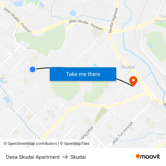 Desa Skudai Apartment to Skudai map