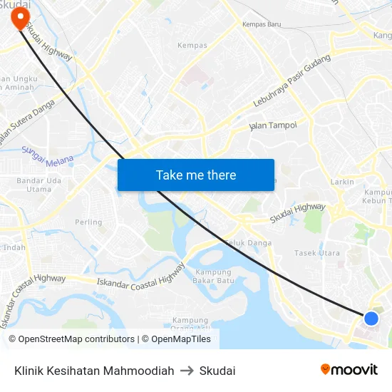 Klinik Kesihatan Mahmoodiah to Skudai map
