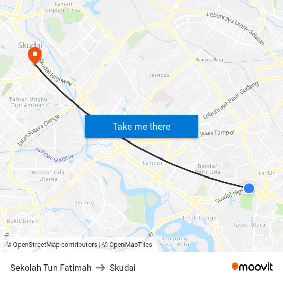 Sekolah Tun Fatimah to Skudai map