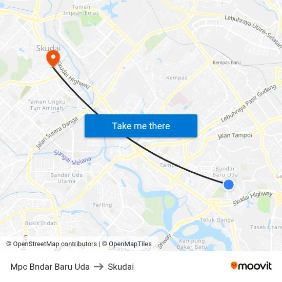 Mpc Bndar Baru Uda to Skudai map