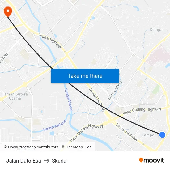 Jalan Dato Esa to Skudai map