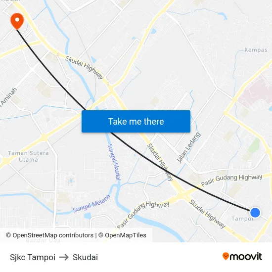 Sjkc Tampoi to Skudai map