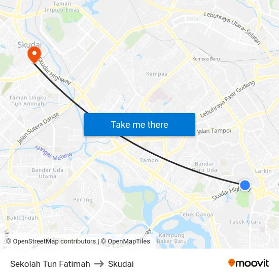 Sekolah Tun Fatimah to Skudai map
