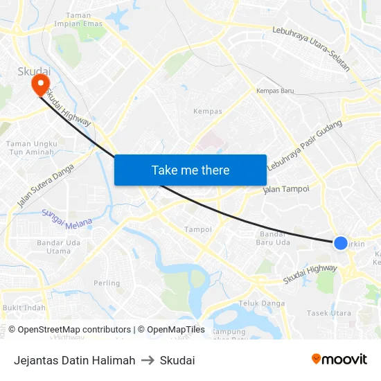 Jejantas Datin Halimah to Skudai map