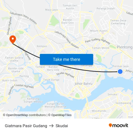 Giatmara Pasir Gudang to Skudai map
