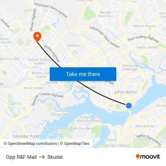 Opp R&F Mall to Skudai map