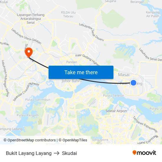 Bukit Layang Layang to Skudai map