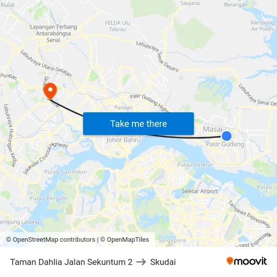 Taman Dahlia Jalan Sekuntum 2 to Skudai map