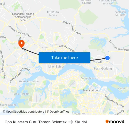 Opp Kuarters Guru Taman Scientex to Skudai map