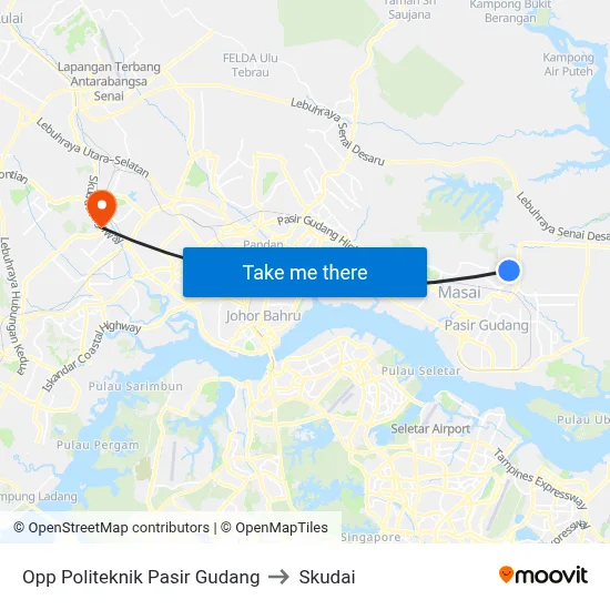Opp Politeknik Pasir Gudang to Skudai map