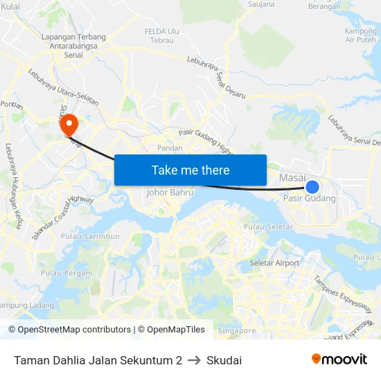 Taman Dahlia Jalan Sekuntum 2 to Skudai map