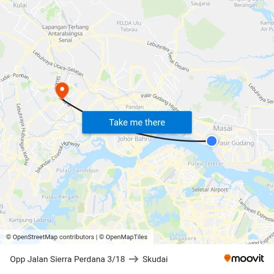 Opp Jalan Sierra Perdana 3/18 to Skudai map