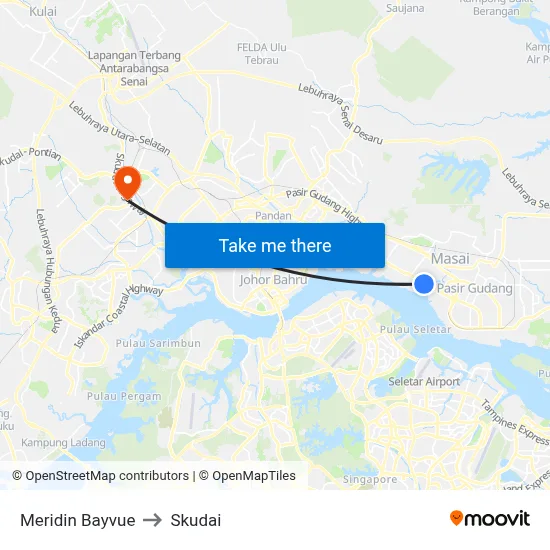 Meridin Bayvue to Skudai map