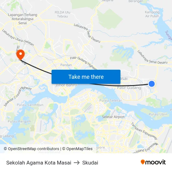 Sekolah Agama Kota Masai to Skudai map