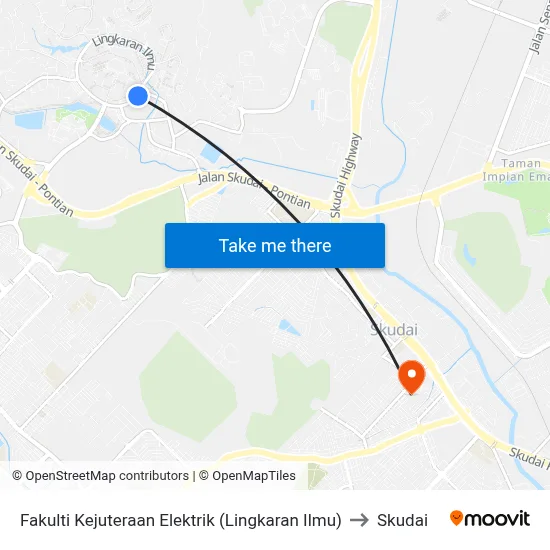 Fakulti Kejuteraan Elektrik (Lingkaran Ilmu) to Skudai map