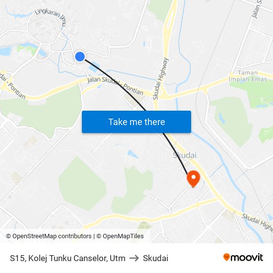 S15, Kolej Tunku Canselor, Utm to Skudai map