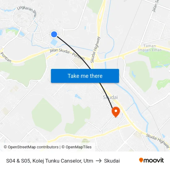 S04 & S05, Kolej Tunku Canselor, Utm to Skudai map
