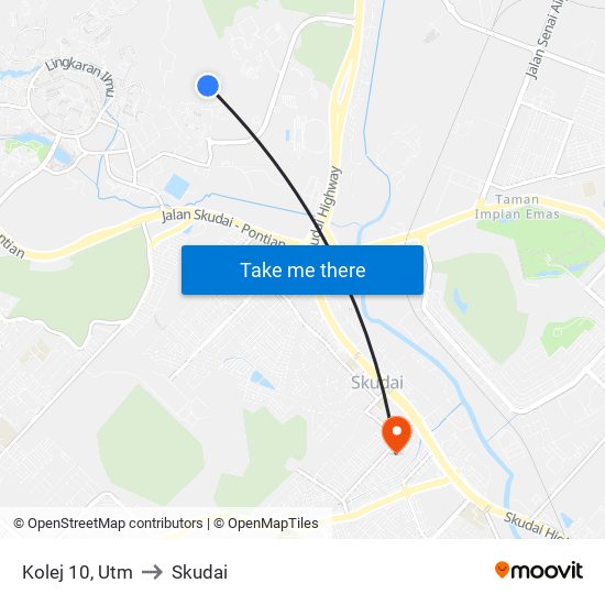 Kolej 10, Utm to Skudai map