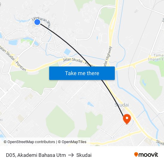 D05, Akademi Bahasa Utm to Skudai map