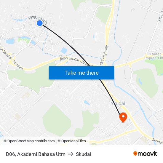 D06, Akademi Bahasa Utm to Skudai map