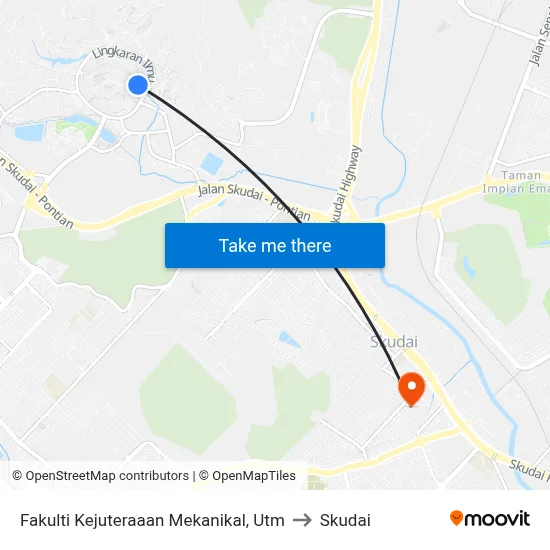Fakulti Kejuteraaan Mekanikal, Utm to Skudai map