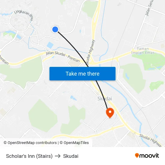 Scholar's Inn (Stairs) to Skudai map