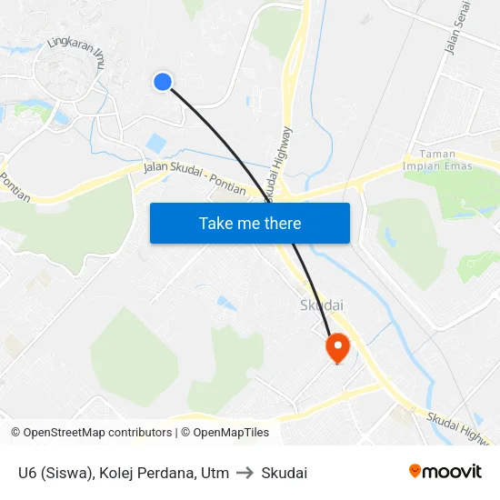 U6 (Siswa), Kolej Perdana, Utm to Skudai map