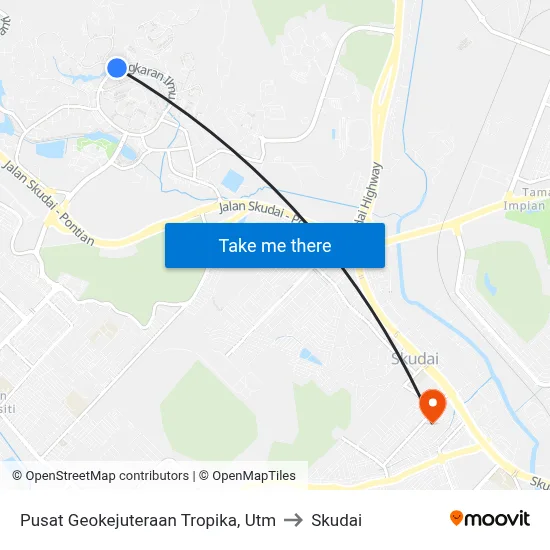 Pusat Geokejuteraan Tropika, Utm to Skudai map