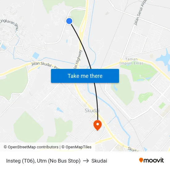 Insteg (T06), Utm (No Bus Stop) to Skudai map
