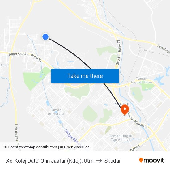 Xc, Kolej Dato' Onn Jaafar (Kdoj), Utm to Skudai map