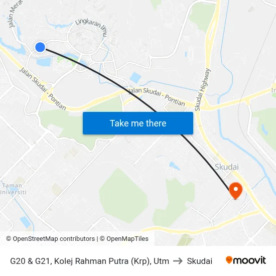 G20 & G21, Kolej Rahman Putra (Krp), Utm to Skudai map