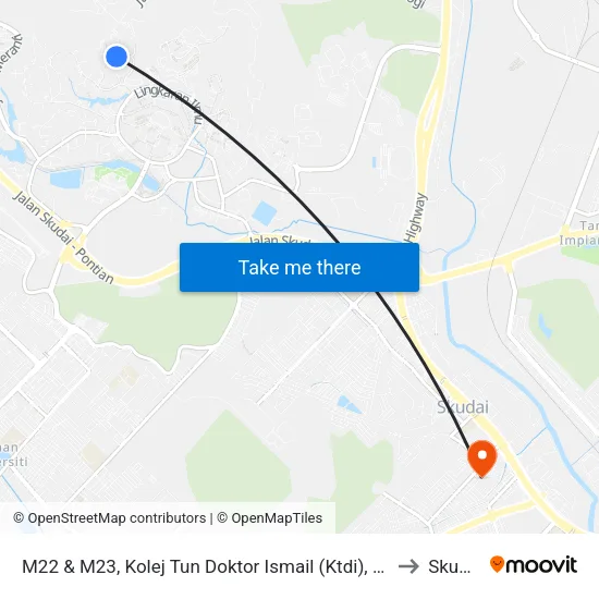 M22 & M23, Kolej Tun Doktor Ismail (Ktdi), Utm to Skudai map